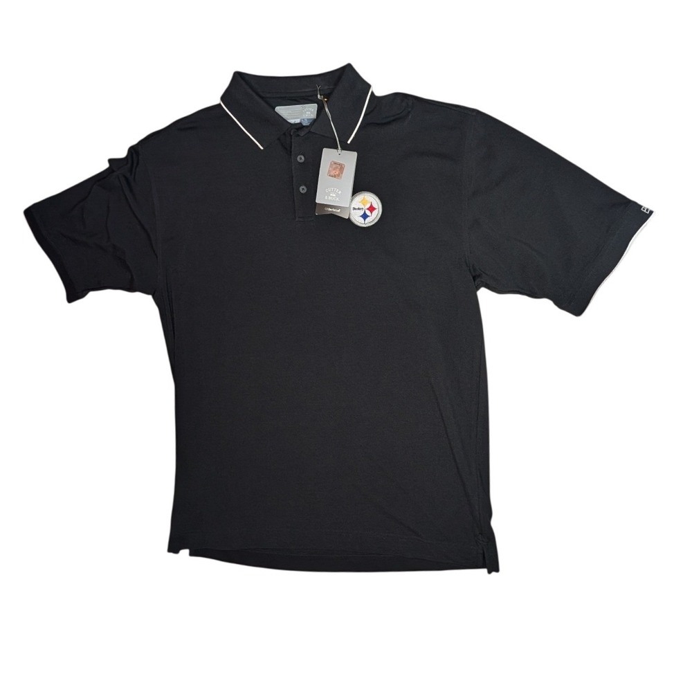 Cutter & Buck Polo Shirt Mens XL Black Pittsburgh Steelers NFL CB DryTec Logo